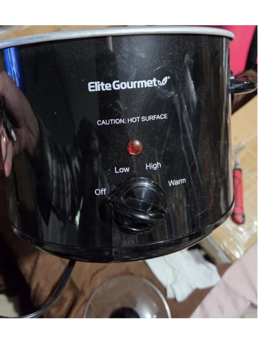 Elite Gourmet 2qt Black Glossy Electric Slow Cooker Temp Control 4-Setting Lid